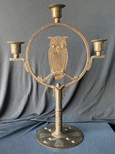 Antique owl candle holder