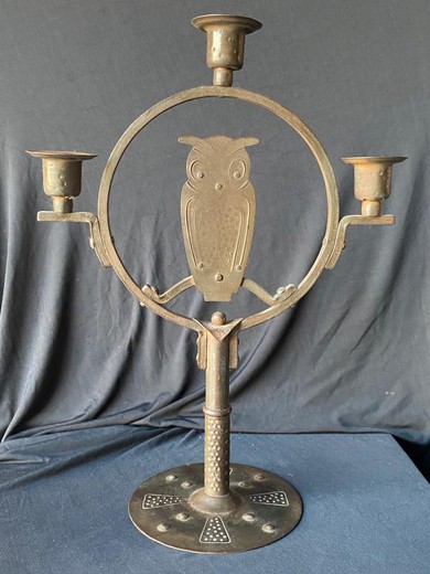 Antique owl candle holder