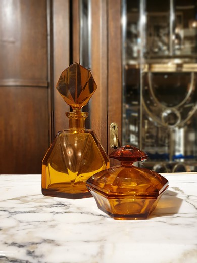 Vintage decanter and caviar