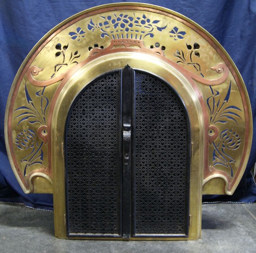 антикварный каминный портал в стиле ар нуво из бронзы 19 век европа