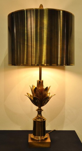 старинная настольная лампа лотос из бронзы