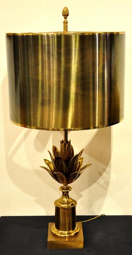 винтажная настольная лампа лотос из бронзы