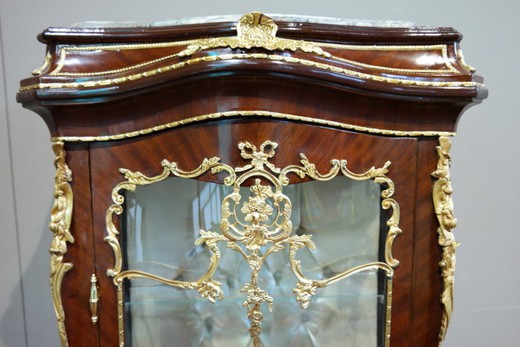antique showcase with gilded bronze and marble