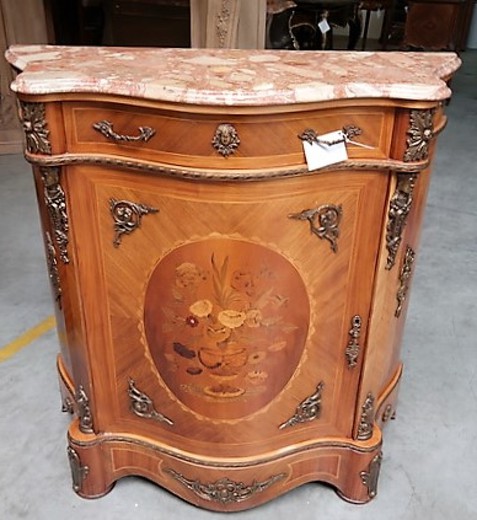 antique chest of drawers made of wood in marquetry