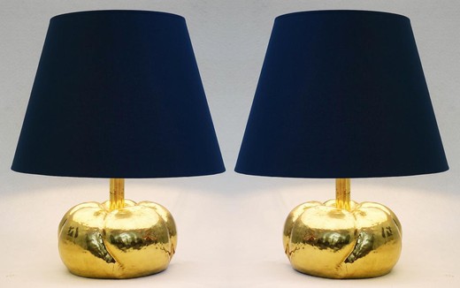 antique pair of table lamps in brass Art Deco