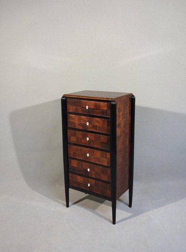 antique chest of drawers, antique furniture, chest of drawers in marquetry, chest of drawers in Art Deco style, furniture in Art Deco style