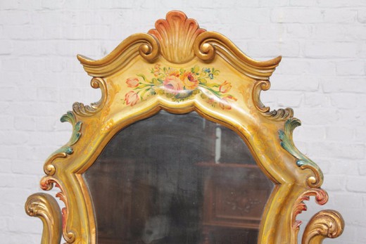 старинное зеркало, антикварное зеркало, зеркало псише, зеркало в стиле Людовика XV, резное зеркало, золоченая рама, зеркало с росписью, напольное зеркало