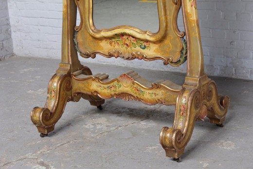 antique mirror, antique mirror, psyche mirror, mirror in the style of Louis XV, carved mirror, gilded frame, mirror with painting, floor mirror