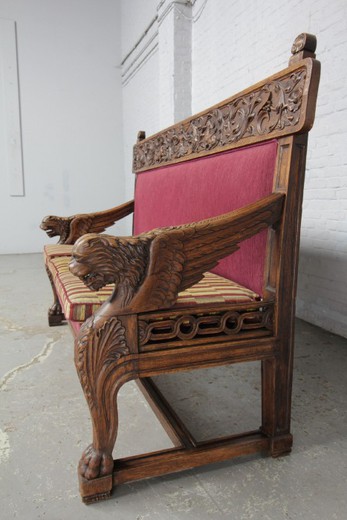 антикварная скамья, мебель в стиле ренессанс, резная мебель, антикварная мебель, старинная мебель
