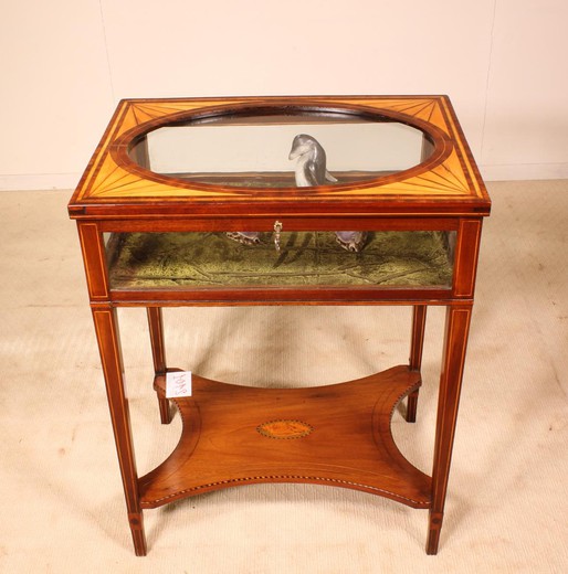 antique furniture, wood furniture, antique table, antique showcase, display table, marquetry furniture, wooden showcase