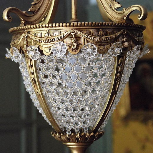 Antique lantern with crystal pendants