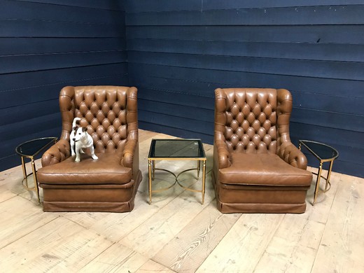 antique pair armchairs, old pair armchairs chesterfild, leather armchairs, vintage armchairs, antiques shop, antique gallery, vintage leather armchairs, vintage Chesterfield chairs