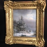 Antique winter landscape painting