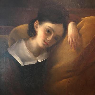 Антикварная картина «Портрет молодой девушки»