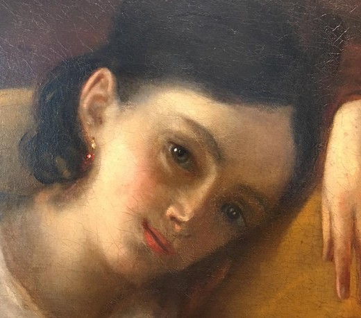 Антикварная картина «Портрет молодой девушки»
