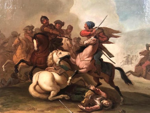 Антикварная картина «Сцена битвы»