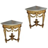 Pair of antique corner console