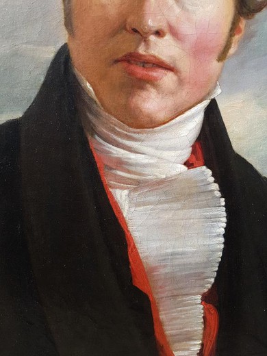 Антикварный портрет молодого мужчины