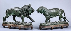 Pair of vintage  sculpture "The Lion and the Lioness"