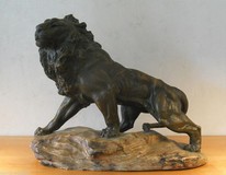 Terracotta lion sculpture