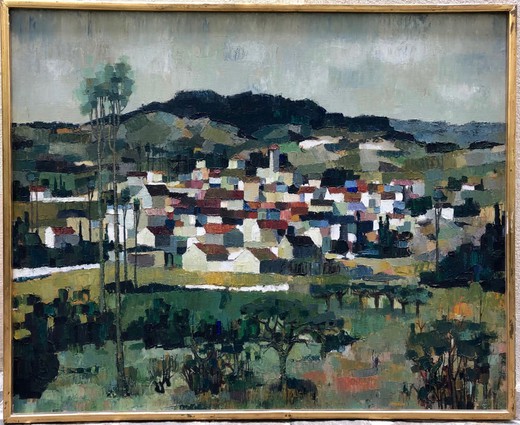 Antique painting "Village in Provence"
