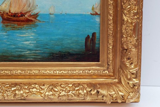 Antique painting "Venetian Lagoon"