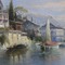 Антикварная картина «Вид на озеро Гарда»