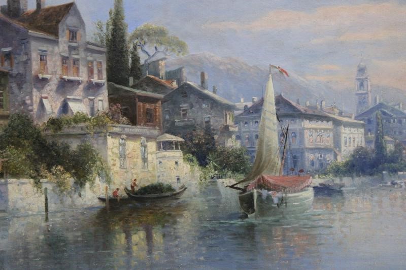 Antique painting "View of Lake Garda"