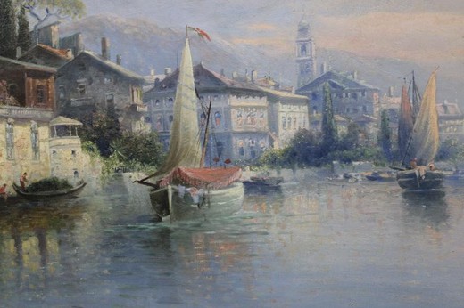 Antique painting "View of Lake Garda"