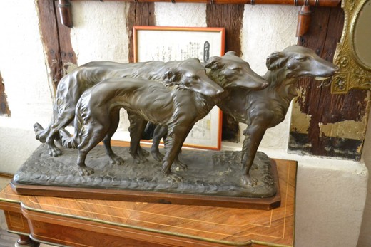 Antique art deco sculpture of greyhound