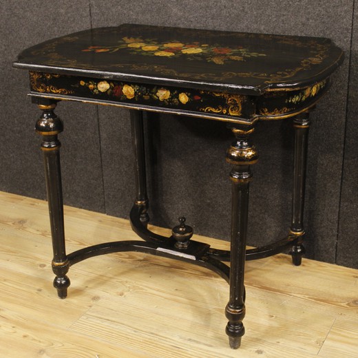 антикварный столик из дерева с росписью в стиле наполеон 3