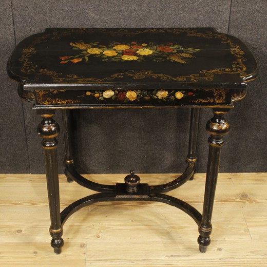 старинный столик из дерева с росписью в стиле наполеон 3