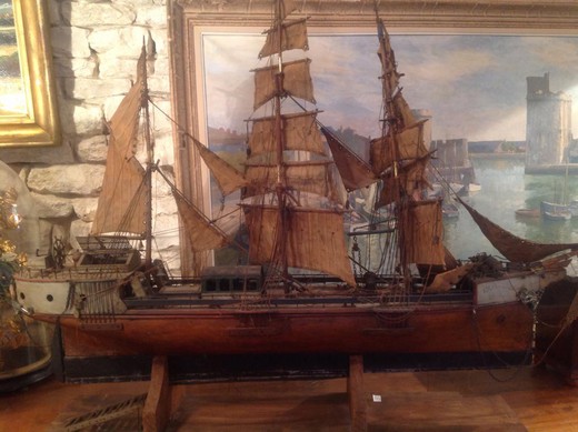 антикварная модель корабля 19 века