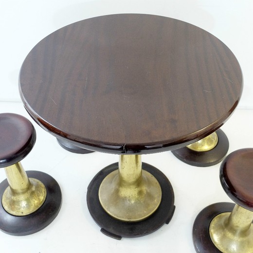 антикварный стол и 4 стула из золоченой бронзы