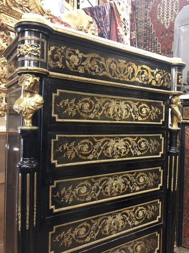 antique cabinet of wood in marquetry