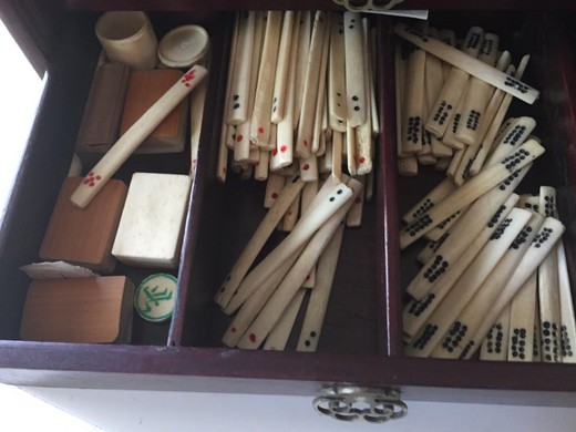 antique set for playing Mahjong