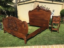 Antique Louis XV style bed and night stand