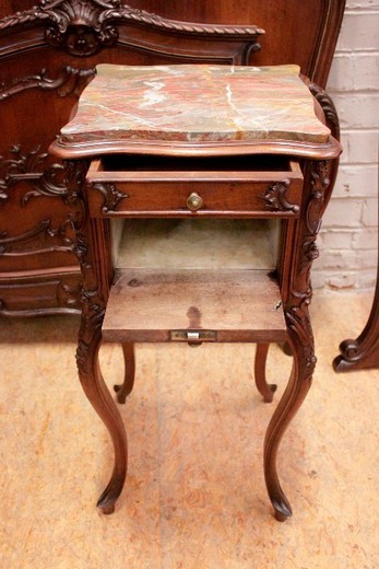 Antique Louis XV style bed and night stand