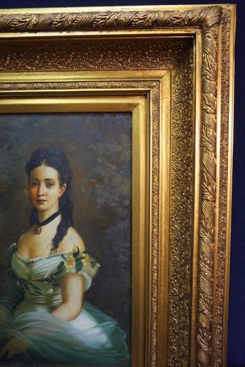 антикварная картина портрет юной леди