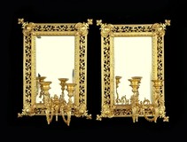 Pair antique gilt bronze mirrors XIXth C.