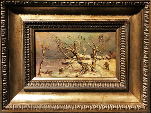 Antique painting "Sunset"