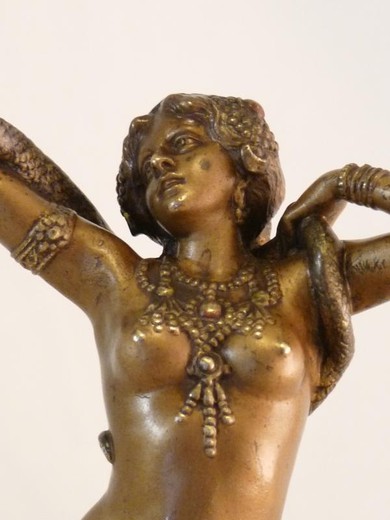 Antique sculpture "Dancer with a snake on the carpet"