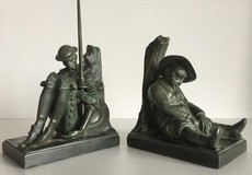 Antique bookends Don Quixote and Sancho Panza