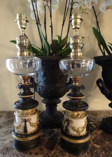 Antique paired lamps