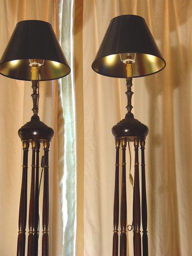Antique paired floor lamps
