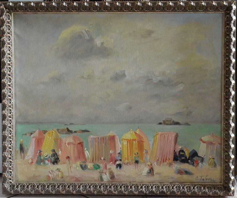 Antique beach view painting