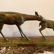 Antique Art-deco sculpture a doe and her fawn