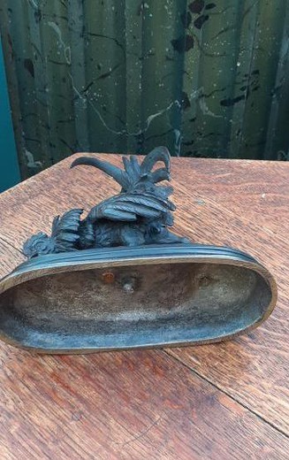 Antique sculpture "Rooster and a lizard"