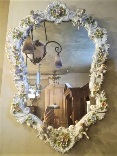 старинное зеркало, антикварное зеркало, зеркало для фарфора, зеркало с путти, зеркало с ангелочками, зеркало ХХ века