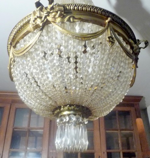 антикварный свет в стиле людовик 16 из бронзы и стекла